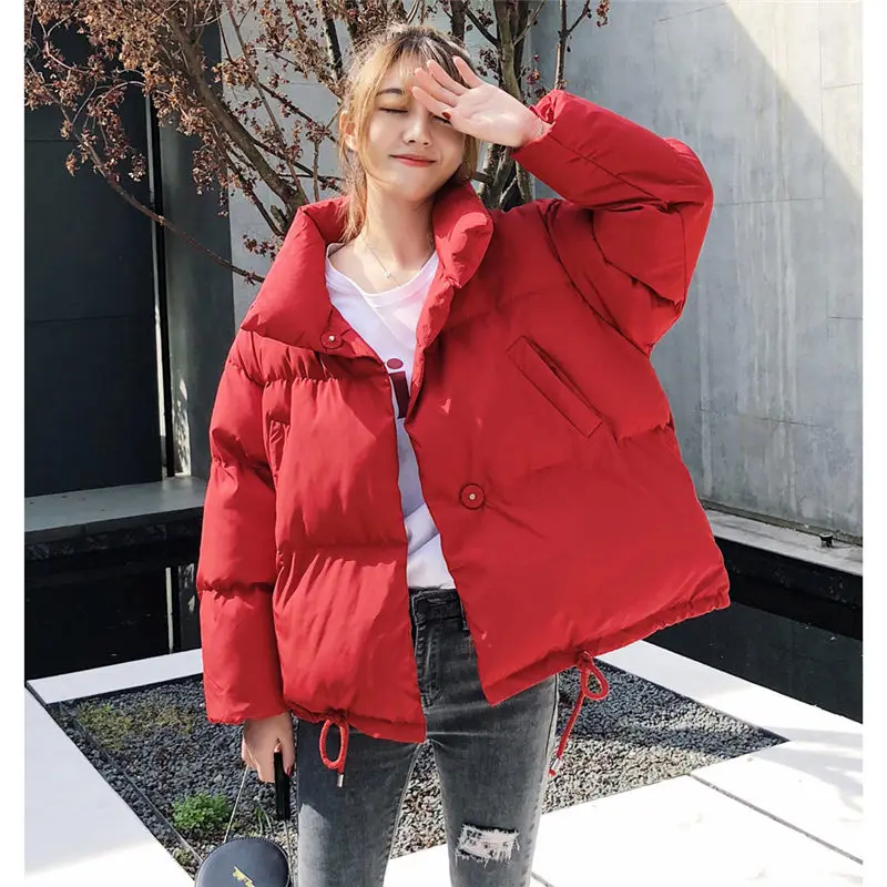 

Puff Coat Fashion Korean Cotton Clothing Women's Winter New Loose Thicken Short Down Jacket Student Casual Warm Overcoat f1227