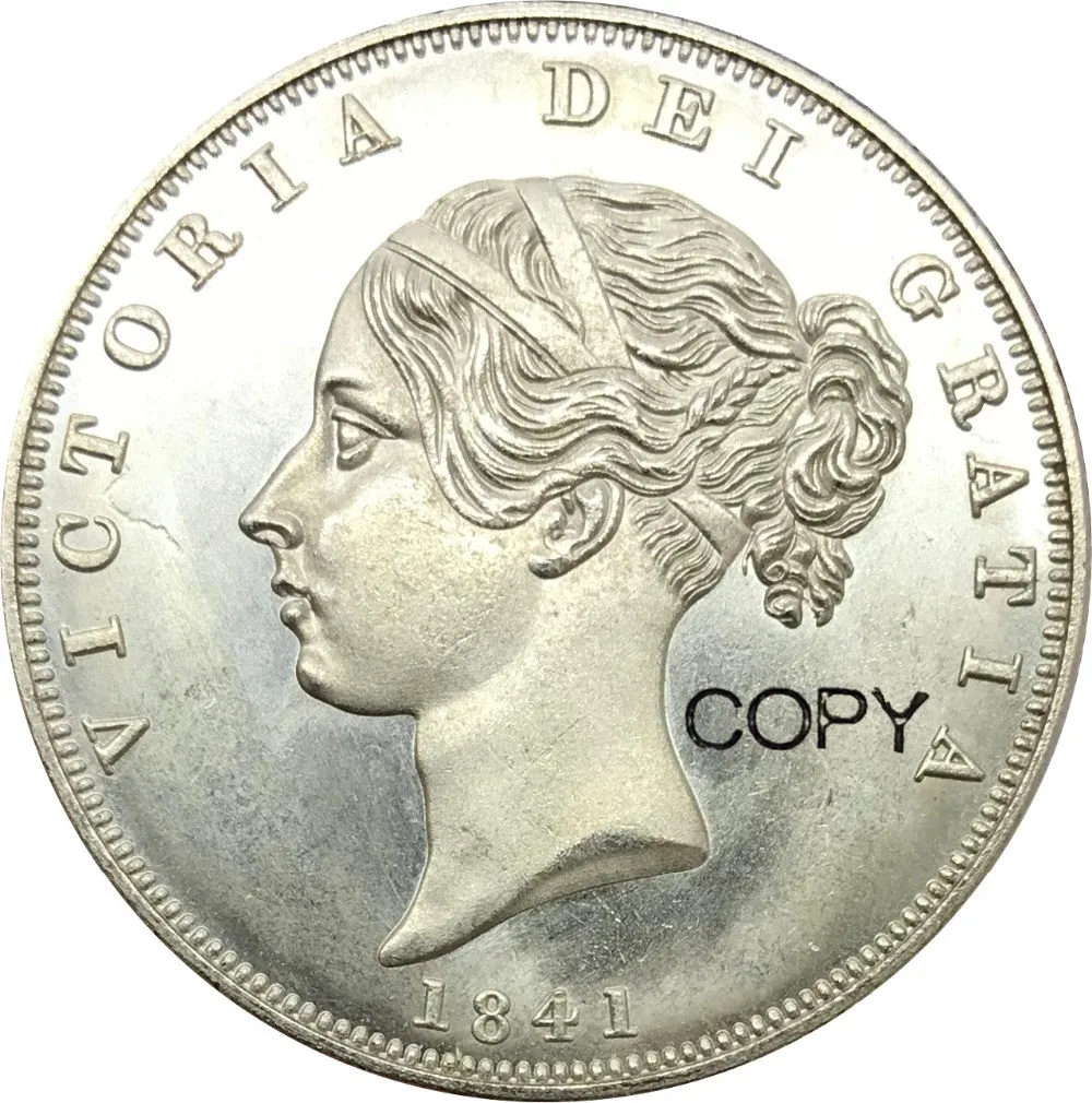 Большая Великобритания 1/2 Корона Виктория молодая голова 1841 Cupronickel покрытая