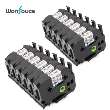 

12 pcs/lot Compatible Brother tz Tapes 18mm*8m tze241 TZe 241 Black on White Label Ribbons For P-Touch Printer Labelmaker