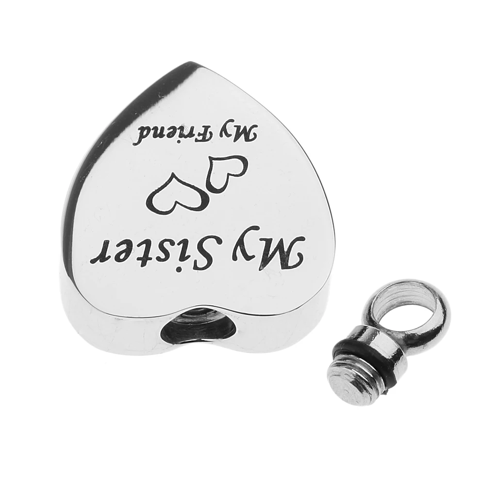 Stainless Steel Cremation My Friend Heart Urn Pendant Keepsake Memorial Charms Jewelry Fit Pendant