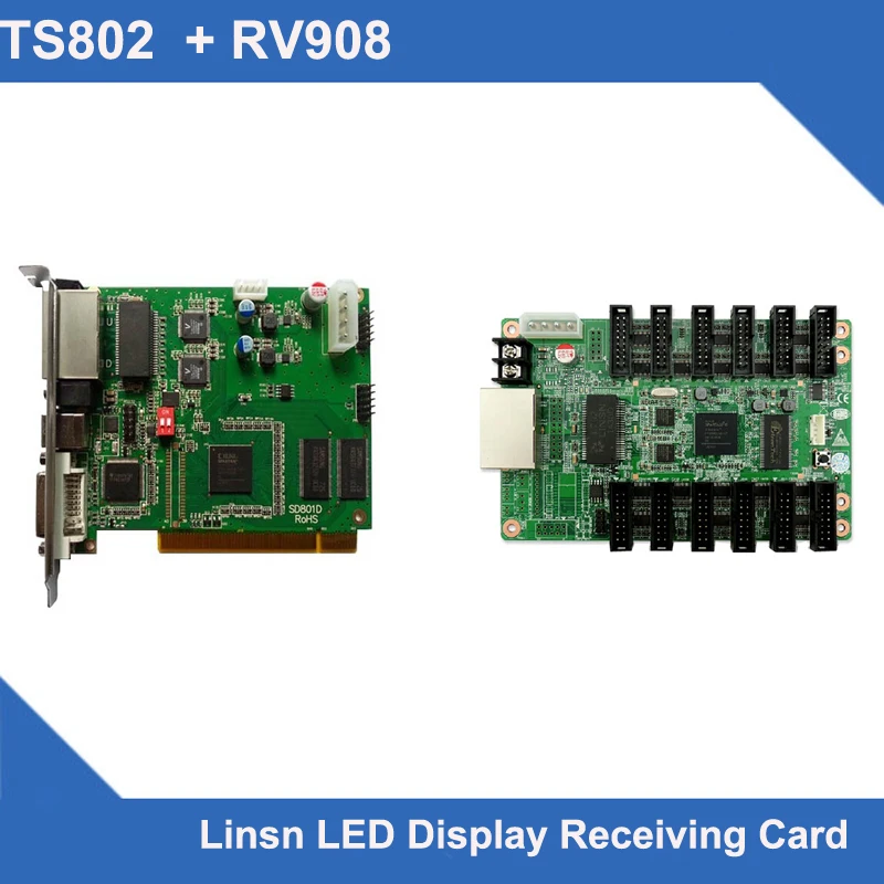 

Cheap Linsn TS802 sending card full color live show controller system +1pcs RV908 reciving card display video wall controller