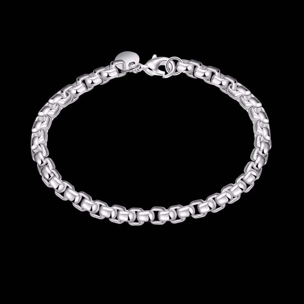 LEKANI Оригинальные 925 серебряные браслеты простая звеньевая цепочка браслет на запястье для мужчин и женщин ювелирные изделия подарок хорошее качество