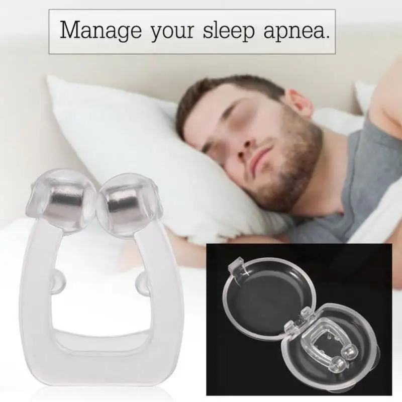 

1box Silicone Magnetic Anti Snore Nose Clip Stop Snoring Good Sleep Tray Sleeping Aid Apnea Guard Night Device with Case Dropshi