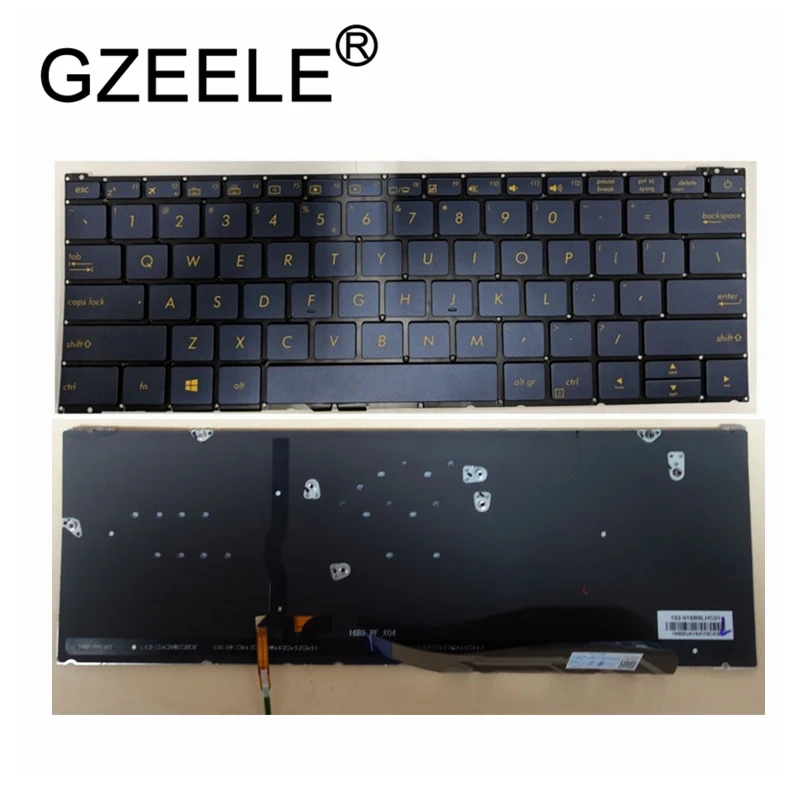 GZEELE для Синий Клавиатура для ноутбука Asus ZenBook 3 UX390 UX390UA UX390A с подсветкой без рамки синий US английская раскладка с подсветкой