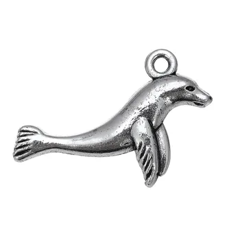 

10Pcs/Lot Charms Sea Animal Seal DIY Jewelry Findings Antique Silver Color 29x20mm Sea Animal Seal Charms