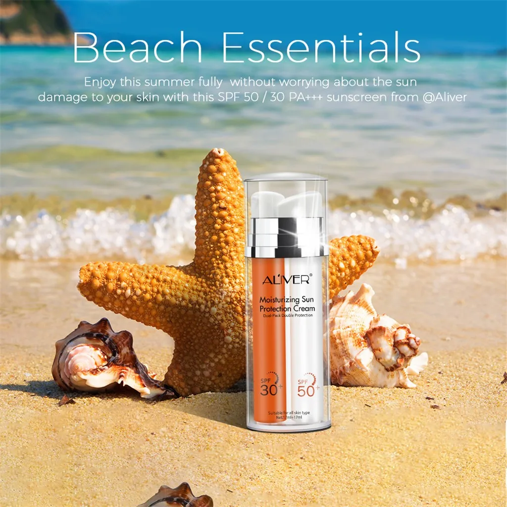 Солнцезащитный крем водонепроницаемый Sunblock Foundation двойная трубка солнцезащитный, защита от ультрафиолетового излучения Водонепроницаемый освежающий и нежирный уход за кожей 0619
