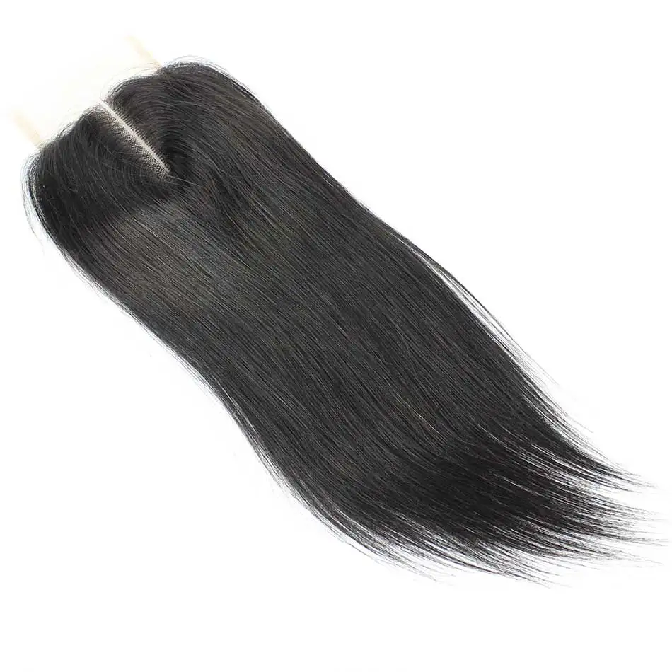 Brazilian Virgin Hair 4x4 Top Closure Straight Human Hair Lace Closures Bleached Knots FreeMiddle3 Part Closure With Baby Hair (3)