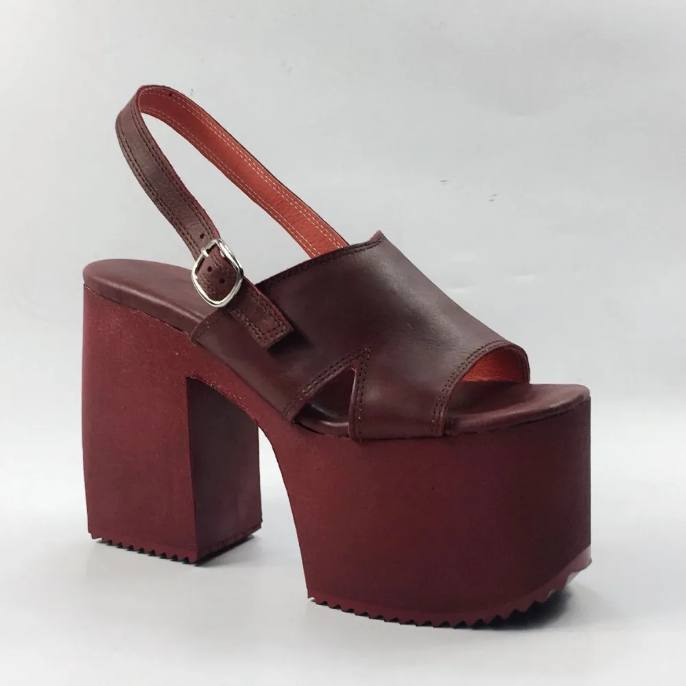 Fashion-Women-Genuine-Leather-Wine-Wedge-Platform-Summer-Lolita-Sandals- Cosplay-Shoes-Custom-Tailor-Available- 5