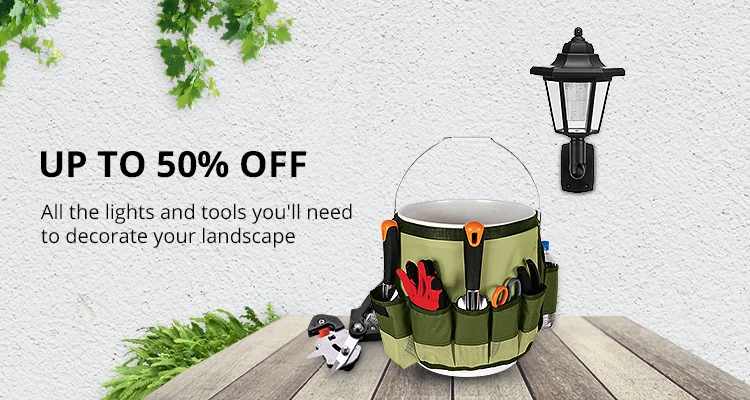 Up to 50% off: All the lights and tools (garden tools, LED & string lights, outdoor lighting) you'll need to decorate your landscape!