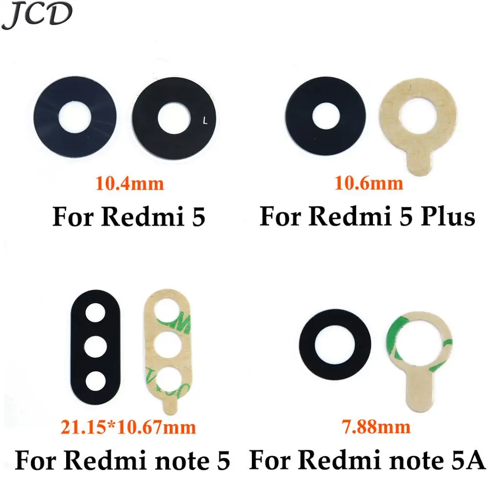 

JCD 2pcs/lot Rear back camera glass lens for Xiaomi Redmi 5 plus 5A Y1 lite prime for Redmi Note 5 5A with sticker
