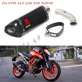 

Motorcycle Exhaust System Muffler Full Pipe Mid Connect Middle Link Tube Slip On Pipe For KTM 125 250 390 RC390 2017 2018