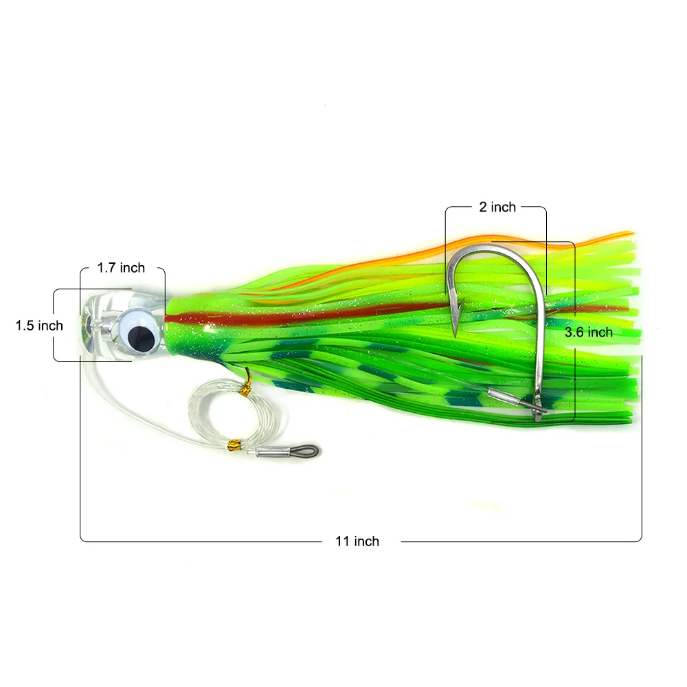 4 шт. 11 дюймов Троллинг обмотанные приманки с сетчатой сумкой тунец Kingfish большая игра осьминог юбка океанская лодка ловля рыбы на блесну блесны