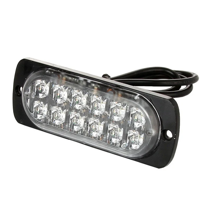 

12pcs 36W 12 LED Red + White Car Truck Warning Strobe Light Bar Flash Lamps +1 Set of Mounting Accessories