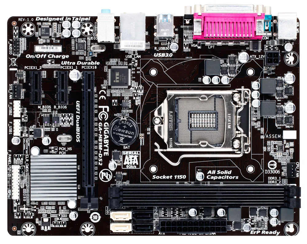Используется Gigabyte материнская плата для Intel H81 DDR3 USB3.0 16 Гб LGA 1150 H81M DS2 настольная