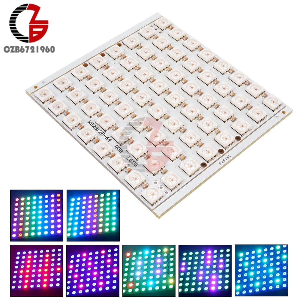 WS2812B 8x8 64 разрядный полноцветный 5050 RGB светодиодный светильник Панель для Arduino
