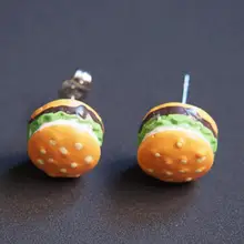 10 видов стилей, креативные милые серьги-гвоздики для женщин с изображением мороженого, гамбургера, картофеля фри, популярные Забавные милые 3D ювелирные изделия Oorbellen