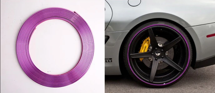 8 м/рулон Rimblades автомобильные цветные колеса обода протекторы Декор полосы шин защитная линия резиновая Литье отделка - Цвет: Фиолетовый