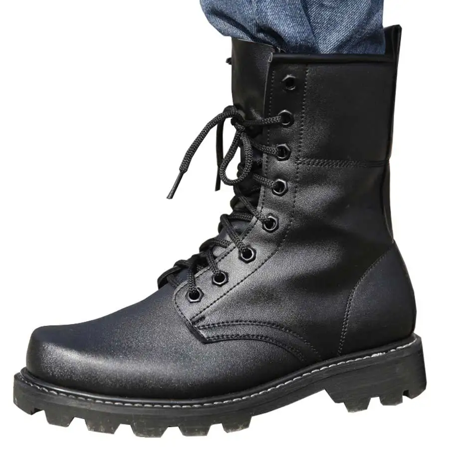 Мужские кожаные тактические ботинки для походов; мужские и женские водонепроницаемые ботинки; черные ботинки для походов и охоты; мужские военные ботинки; Tacticos botas hombre - Цвет: Black