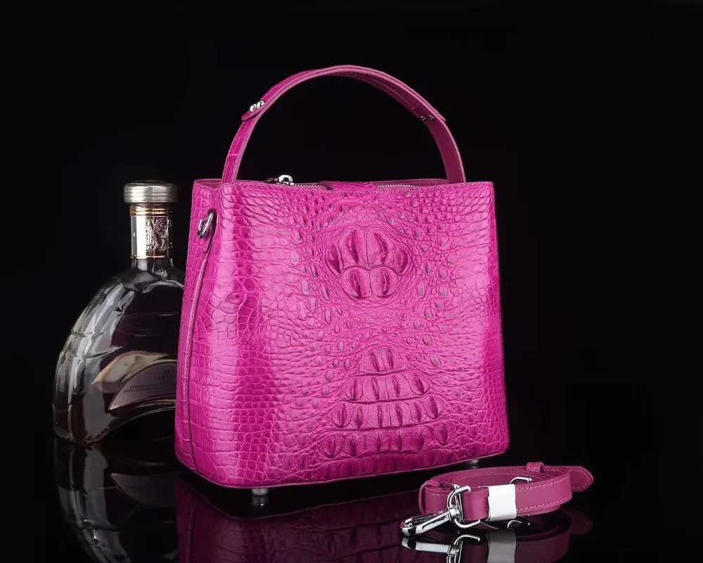 Настоящая Высококачественная натуральная крокодиловая кожа женская маленькая сумка через плечо с кожаным ремешком розовый зеленый красный
