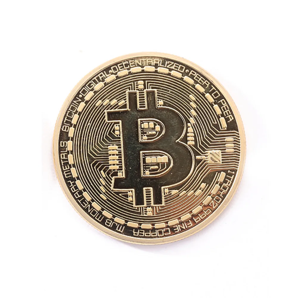 

Gold Plated Physical Bitcoins Casascius Bit Coin BTC With Case Gift Physical Metal Antique Imitation BTC Coin Art Collection 1pc