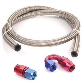 

AN12 12-AN STAINLESS BRAIDED OIL/FUEL LINE HOSE 1 METER +STRAIGHT+180 DEGREE SWIVEL FITTING