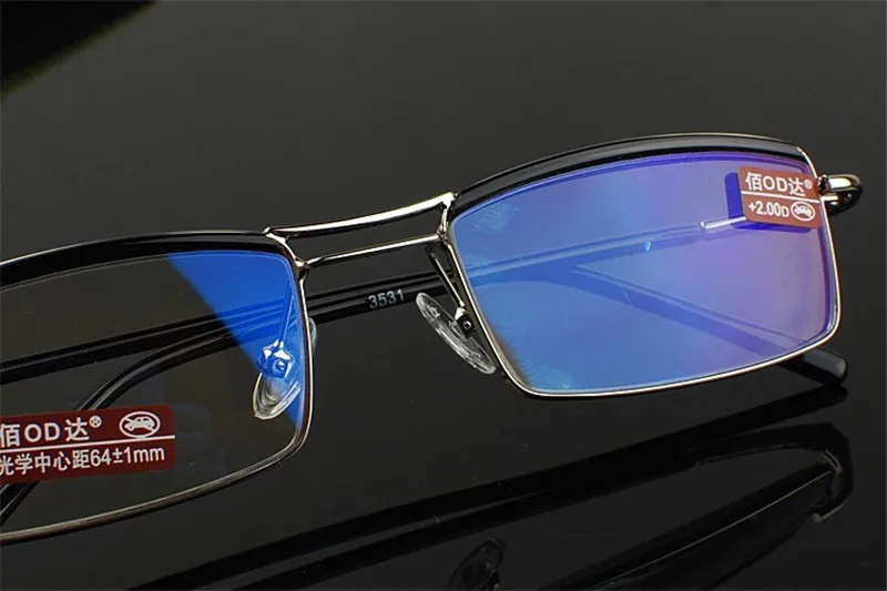 Мужские очки для чтения в деловом стиле с синим покрытием и двойным мостом, коммерческие мужские очки для чтения, диоптрий 1,00-4,00