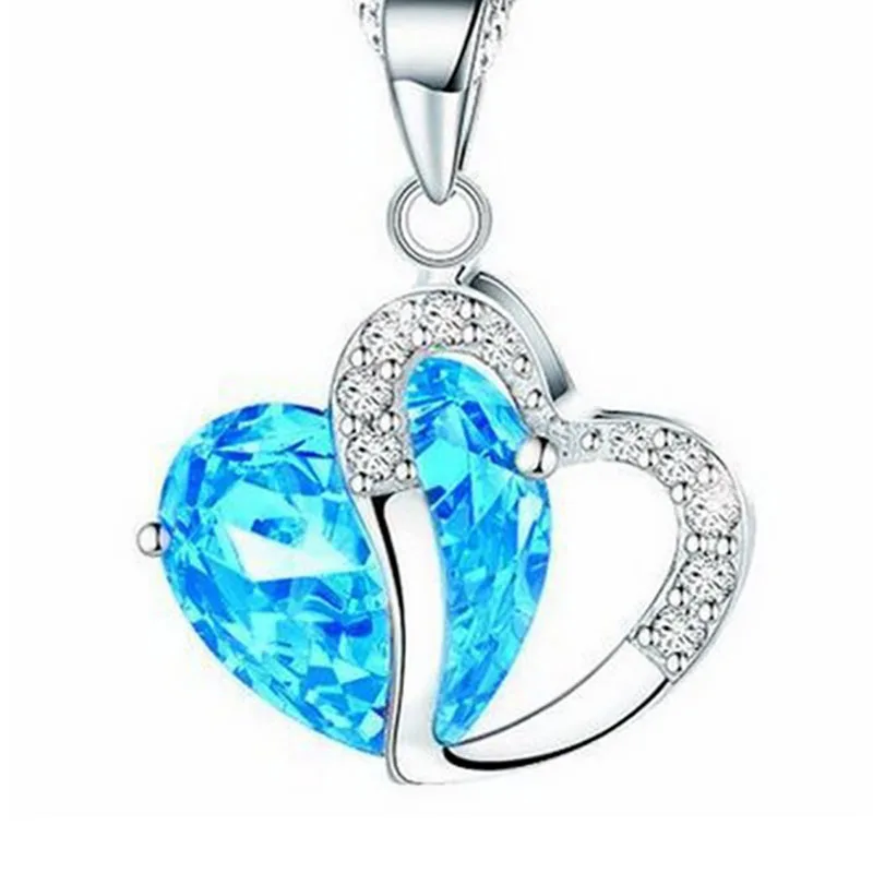

2019 New Peach Heart-shaped Zircon Crystal Necklace Personality Popular Geometry Ladies Clavicle Sweater Chain
