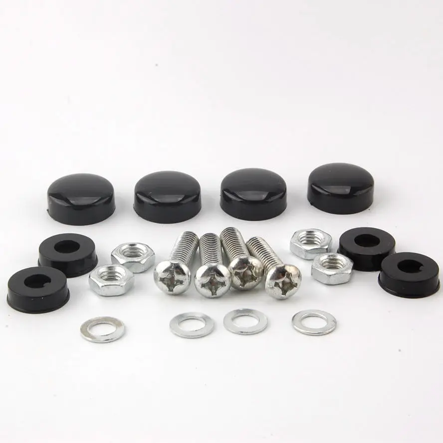 NEW 4X Car License Plate Frame Security Screw Bolt Caps Covers For JEEP Black