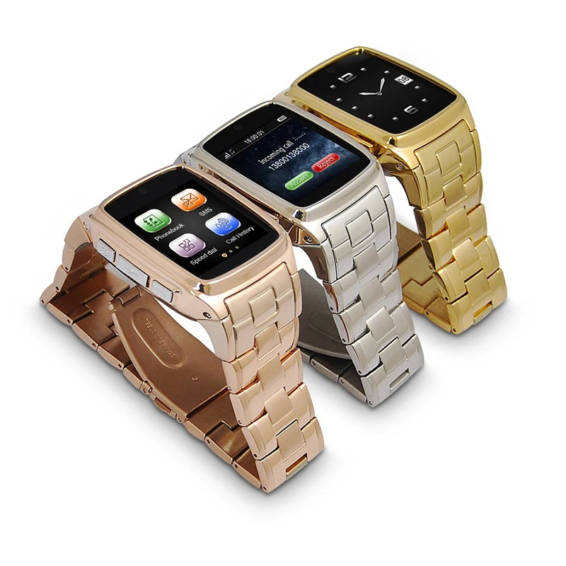 

high quality Stainless steel Metal Smart Watch with sim card camera Bluetooth wristwatch Clock wristband for iPhone Samsung