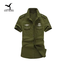 M-6XL плюс размер Новые повседневные мужские рубашки-милитари хлопок короткий рукав брендовая одежда тонкое армейское одеяние Рубашка мужская Camisa Masculina
