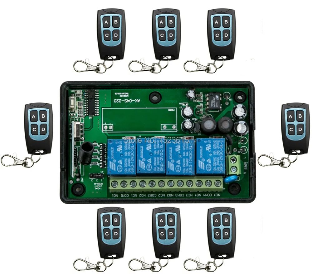 

AC85v~250V 110V 220V 230V 4CH RF Wireless Remote Control Relay Switch Receiver Security System for Appliances Gate Garage Door
