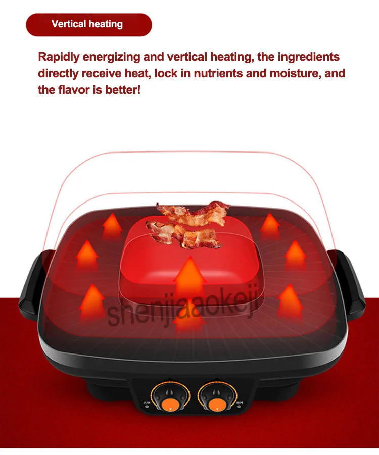 1 шт. коммерческий горячий горшок + барбекю цельный горшок бездымный Электрический поворотный гриль мульти-функция обжига горшок кухонные