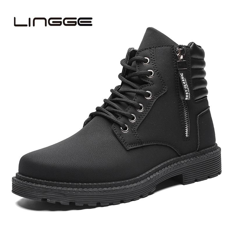 black side zip work boots