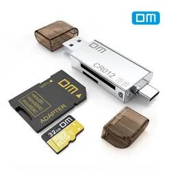 DM CR012 кардридер USB 3,0 SD/Micro SD TF OTG Смарт-карта памяти адаптер для ноутбука USB 3,0 Тип C кардридер SD кардридер