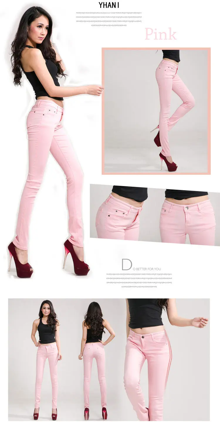 Многоцветные тянущиеся узкие джинсы со средней талией, женские эластичные джинсовые брюки-карандаш с эффектом пуш-ап для женщин, непрозрачные джинсы для девочек