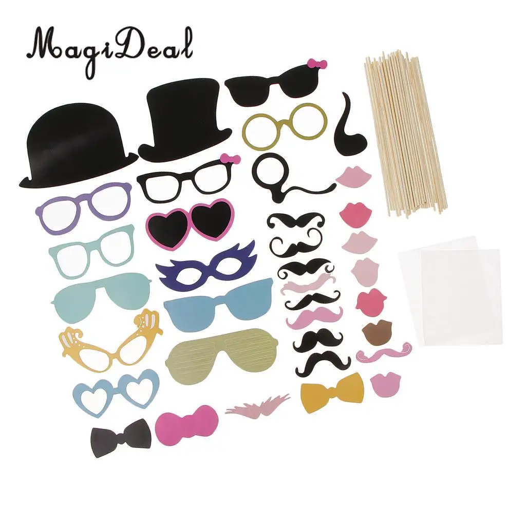 36pcs DIY Photo Booth Props Kits Mustache On Stick Party Fancy Dress