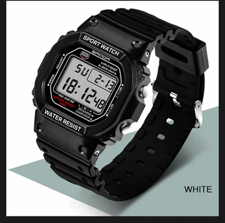 SANDA, модные профессиональные спортивные часы для мужчин и женщин, водонепроницаемые военные часы, мужские ретро аналоговые кварцевые цифровые часы - Цвет: WOMAN White
