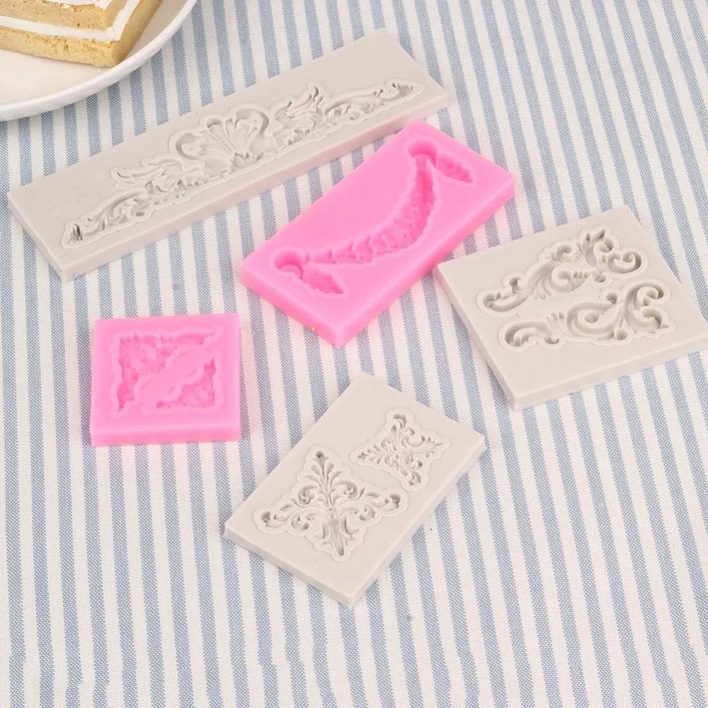 Hot Silicone Mold Baroque Style Emboss Cake Stencil Mould Chocolate