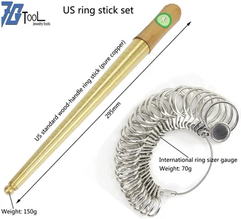

US sizeMetal Ring Sizer Set Measuring Ring with Rings Mandrel Sizer Finger Sizing Measuring Stick Ring Jewelry Tools Set