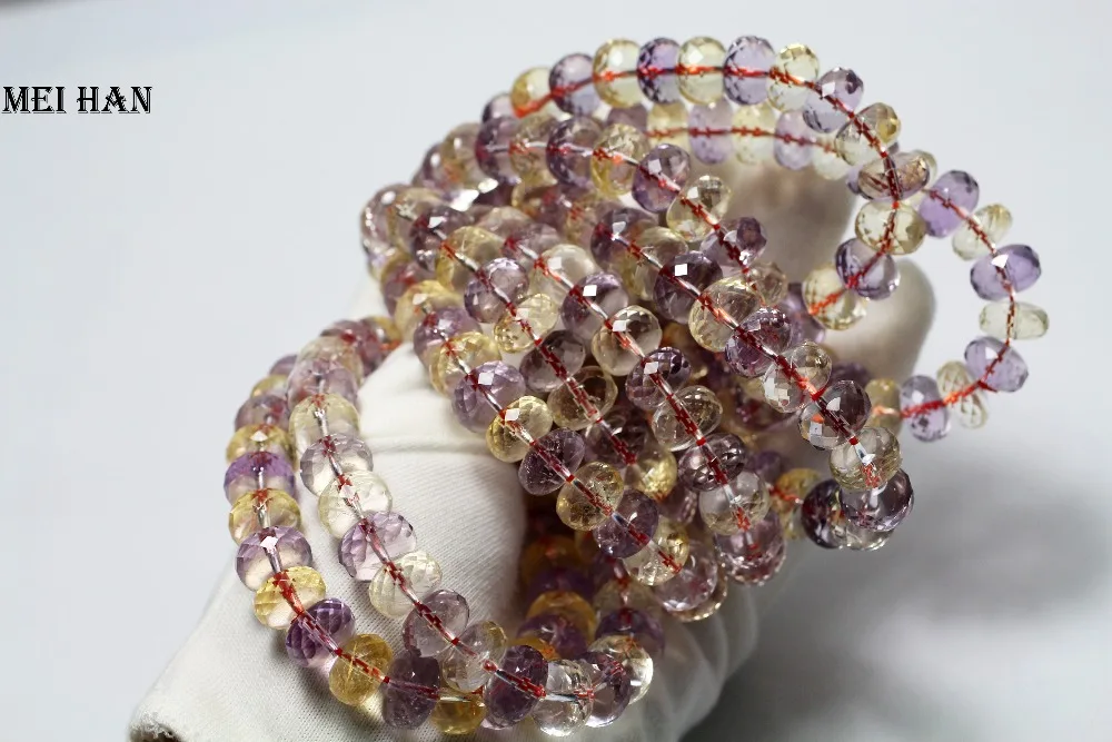 Wholesale(26 beads/set) 6-7*10-11mm natural Bolivia Amethyst Cirtine quartz faceted rondelle bracelet for women bracelet gift