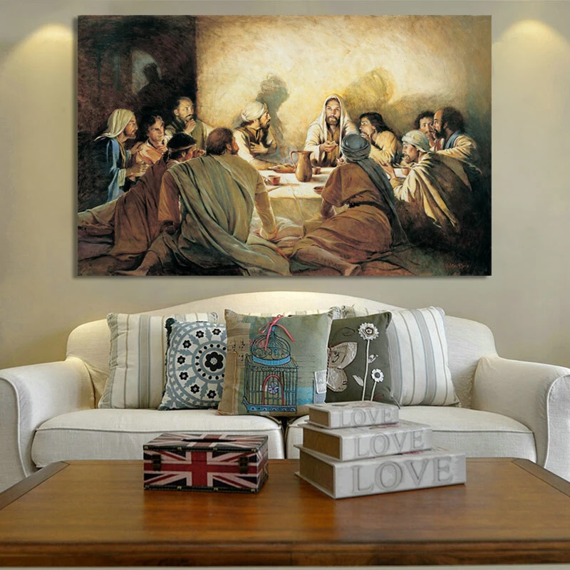 

Classical Posters and Prints Wall Art Canvas Painting Jesus in the Last Dinner Decorative Painting for Living Room Home Decor