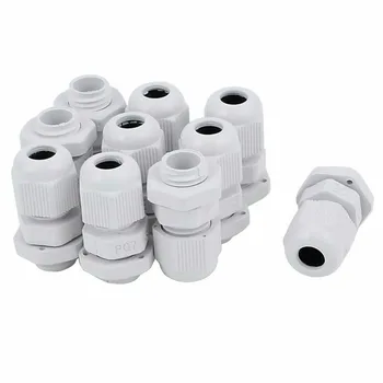 

PG-7 White Plastic Waterproof Connectors Cable Glands 10 Pcs