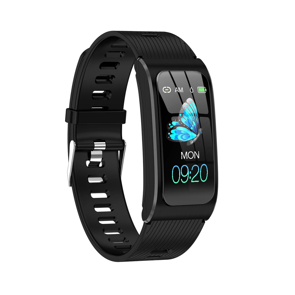 Silica strap black Умный Браслет AK12 цветной экран Ip68 Водонепроницаемые женские часы Сфигмоманометр для менструального цикла монитор активности спортивный ремешок - Цвет: Silica strap black