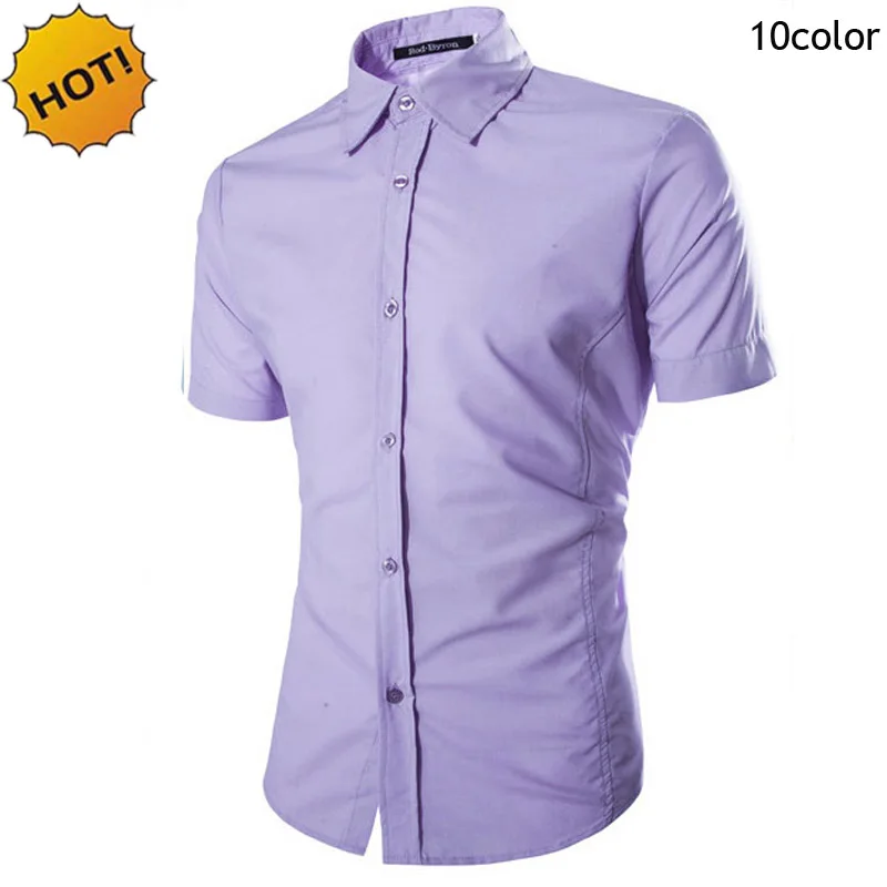 

New2016 Summer Fashion Party England Man Solid Color Short-sleeved Shirt Tuxedo Dress Shirts Men Brand Clothing Camisa Masculina