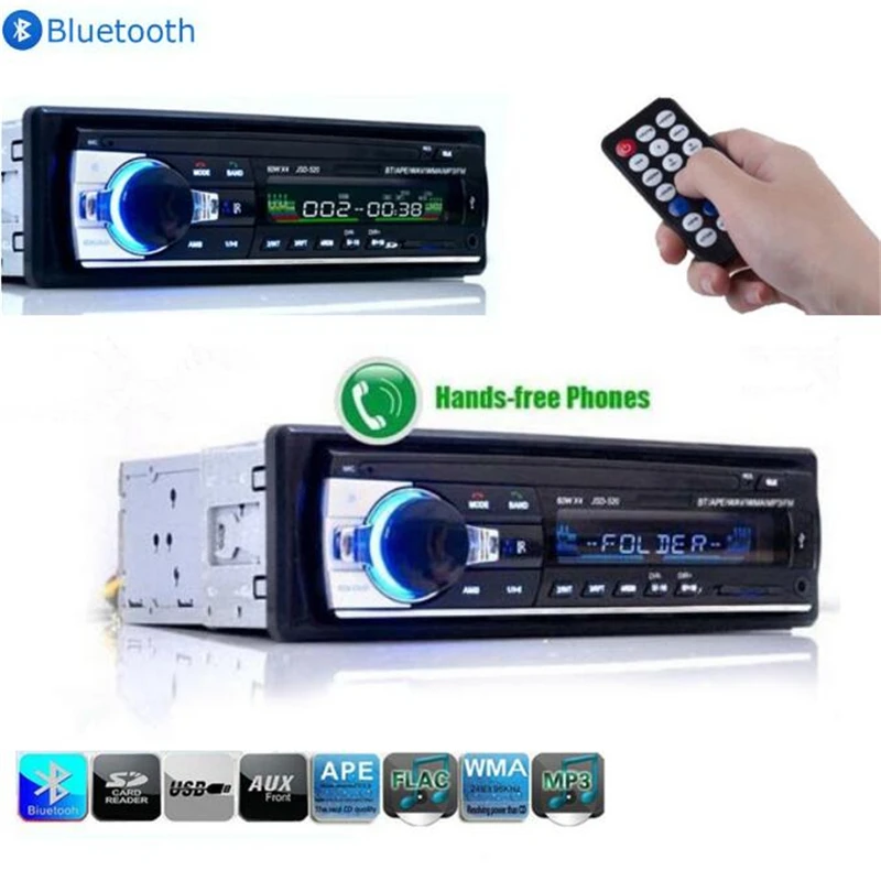 

Hot Car Radio Stereo Auto Audio In-dash Single Din FM Receiver 12V Bluetooth Aux-In Input Receiver USB MP3 MMC WMA Radio Player