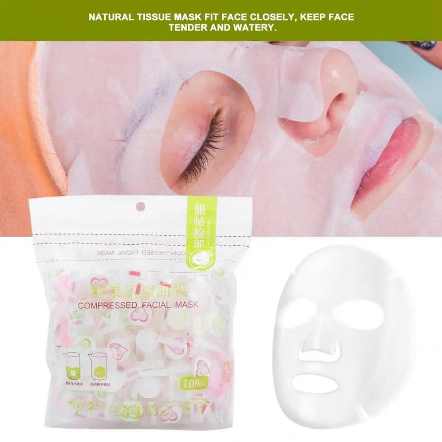 100 pcsFacial Компрессорная маска Нетканая Тканевая маска для лица бумага уход за кожей одноразовые Упакованные салфетки лицо DIY маска Макияж инструмент