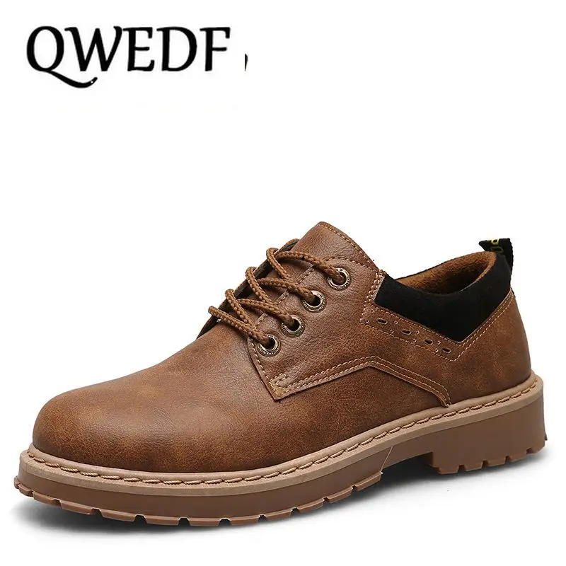QWEDF 2019 New young Fashion Comfortable oxfords shoes rubber outsole Anti-skid shoes Men's casual leather Driving shoes AA-022