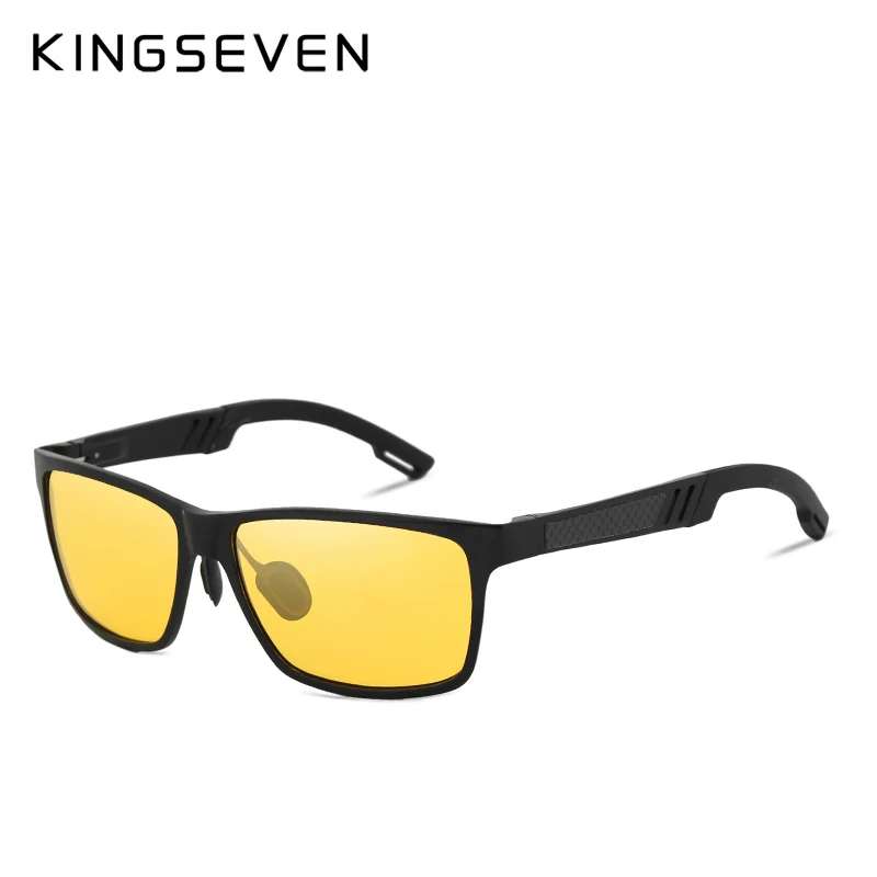 KINFSEVEN модные алюминиево-магниевые поляризованные солнцезащитные очки ночного видения мужские солнцезащитные очки UV400 очки для вождения oculos Shades - Цвет линз: C01 BLACK YELLOW
