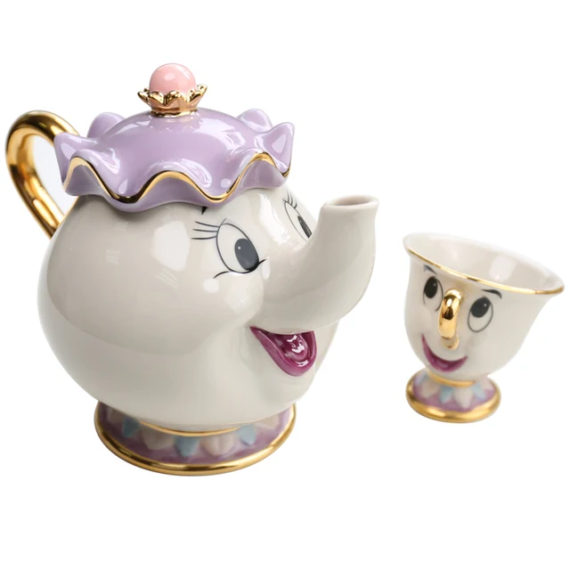 Genuine Cartoon Beauty And The Beast Mug Tea Set Mrs Potts Teapot Chip