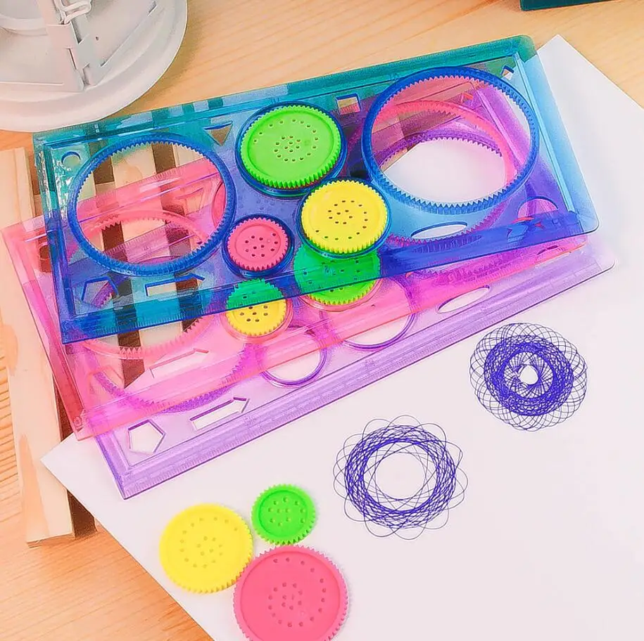 1 set / lot , Spirograph Ruler Set , Deluxe Set Design Multi-function Ruler  for Kids , Packed by Box - AliExpress